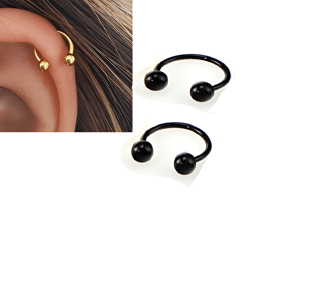 2 Pieces HELIX 10MM Thin Cartilage SNUG Helix ROOK Stud DAITH ORBITAL LOBE Tragus Ear Piercing Plug TRAGUS Horseshoe Steel Earring - Hanaya Store