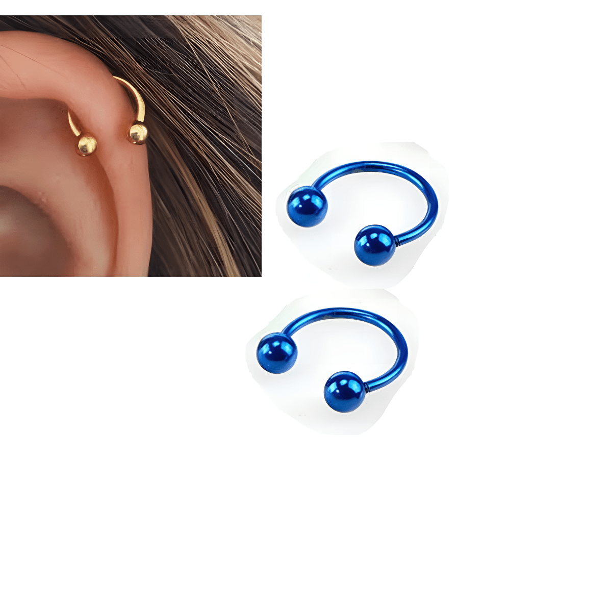 2 Pieces HELIX 10MM Thin Cartilage SNUG Helix ROOK Stud DAITH ORBITAL LOBE Tragus Ear Piercing Plug TRAGUS Horseshoe Steel...