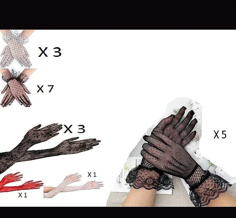 20 Pairs Fishnet Lace Hollow Elasticity Gloves Fashionable Women Gloves - image 2