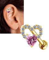 Cartilage Daith Tragus Piercing – 1.2mm Thin Stud Crystal Earring – Close Up – Earrings | Hanaya Pakistan