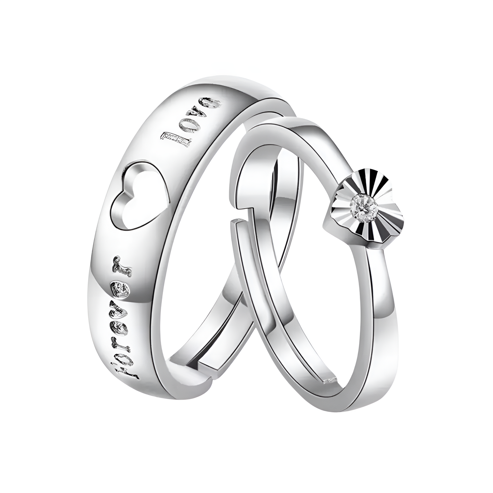 2 pieces Premium Quality Couple Rings Adjustable for Women & Men – 925 stamped Forever love Wedding & Fashion Jewelry Gifts Love rings