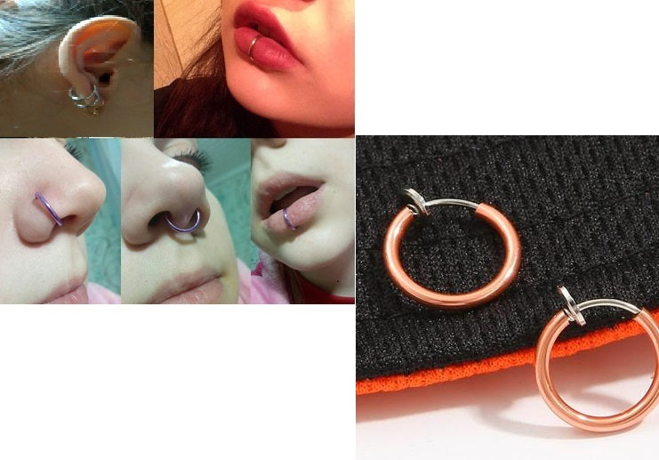 Pair of Fake 13mm Lip Nose Ear Stud Body Jewelry – Image 4 of 4