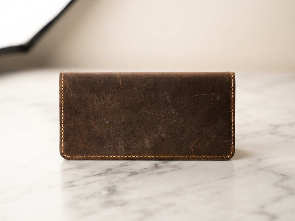 Genuine Leather Wallet for Men | Crazy Horse Pull-Up Cowhide Bifold Wallet with Card Slots & Cash Compartment