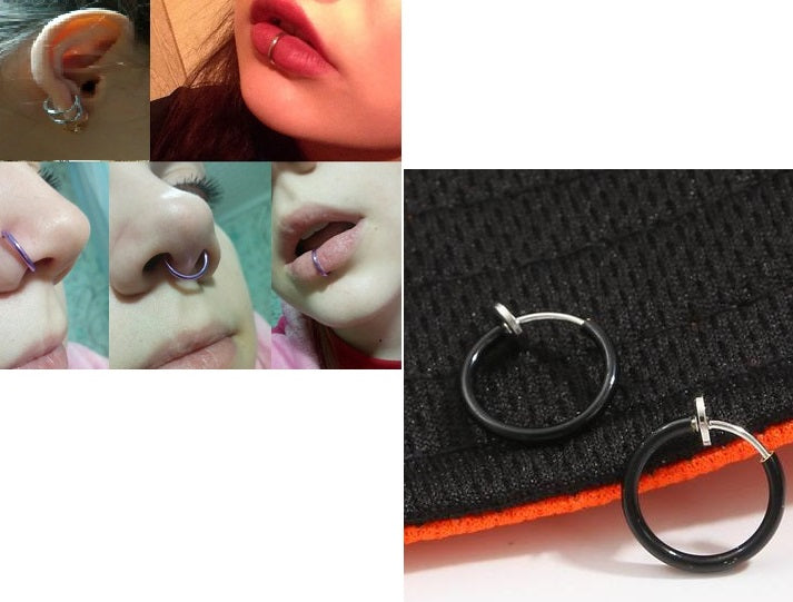 Pair of Fake 13mm Lip Nose Ear Stud Body Jewelry – Image 2 of 4