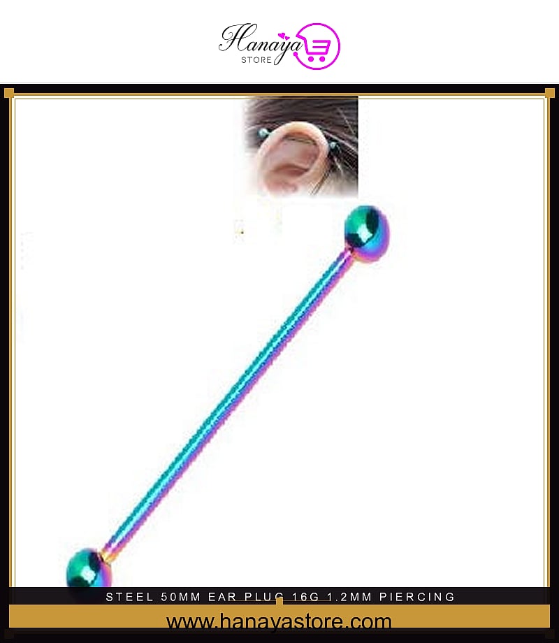 Steel 50mm Ear Plug 16G (1.2mm) Piercing Industrial Cartilage Ear Jewelry – Accessories Online in Pakistan | Hanaya