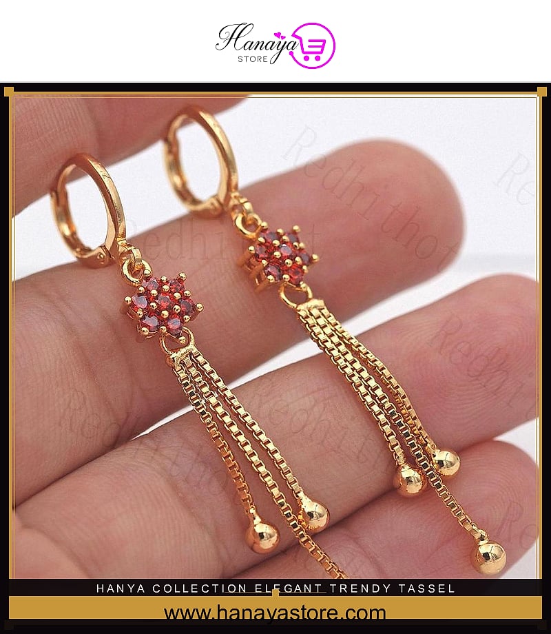 Hanya Collection Elegant Trendy Tassel Crystal Classy Earring