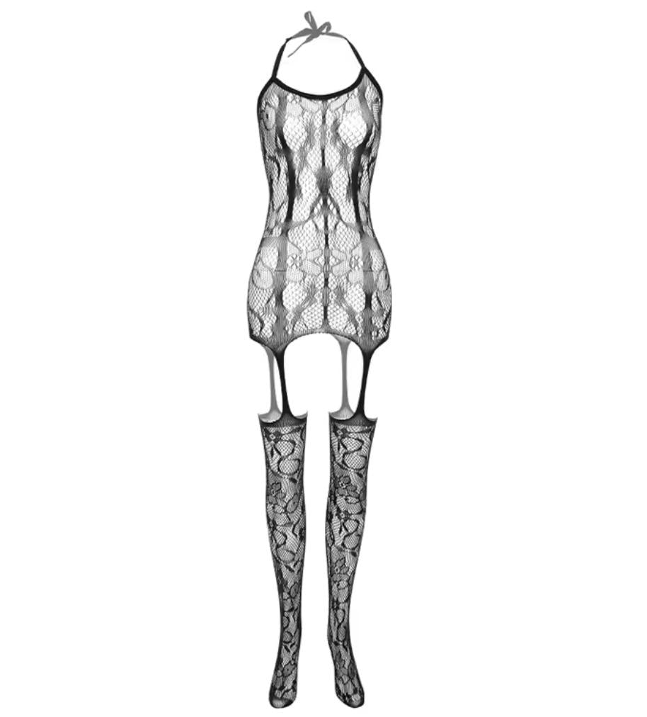 Women Breathable Trendy Full Body Mesh Fishnet Lace Body Stockings