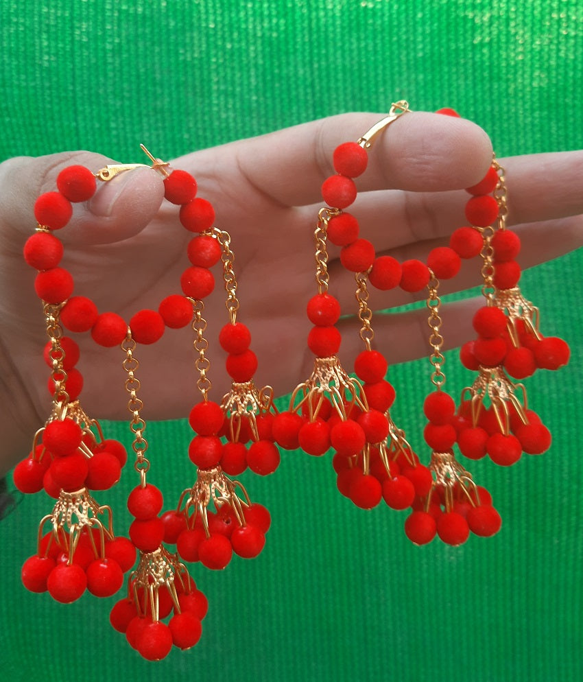 High Quality Big Velvet Balls Delicate Hoop Classy Multi Jhumki Trendy Earring – Lifestyle – Buy Accessories Pakistan | Ha...