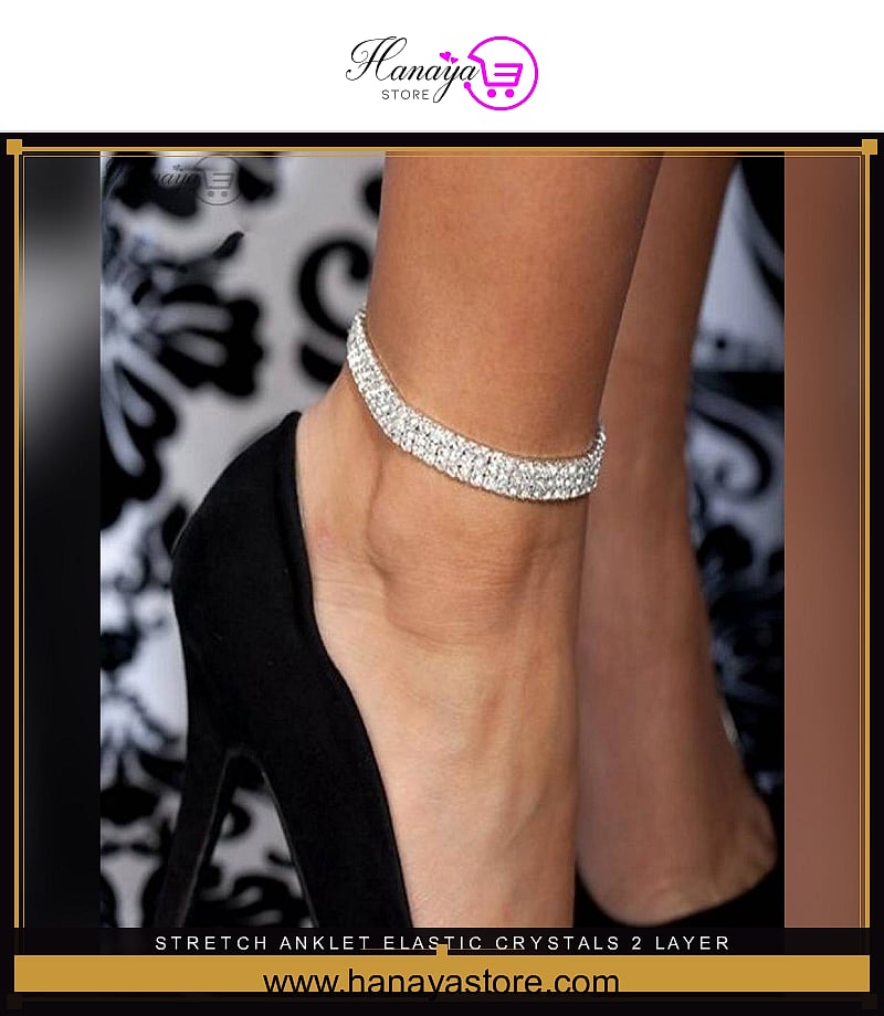 Stretch Anklet Elastic Crystals 2 Layer Anklet – anklet Online in Pakistan | Hanaya