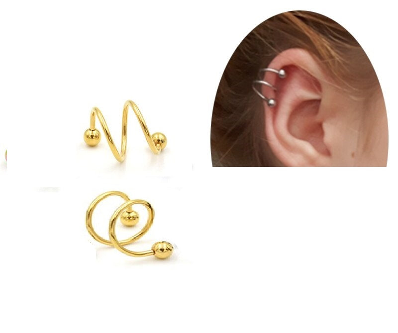 2 Pieces Spiral Cartilage Helix Stud Tragus Ear Piercing Earring For Girls – Image 3 of 6