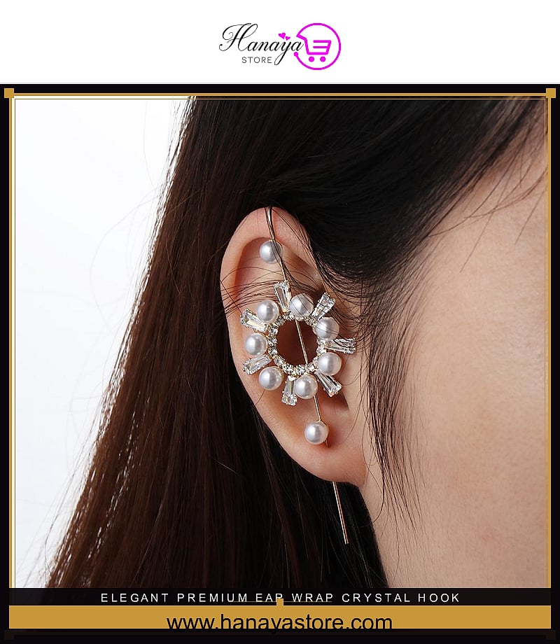 Elegant Premium Ear Wrap Crystal Hook Classy Royal Party Stylish Earrings – Earrings Online in Pakistan | Hanaya