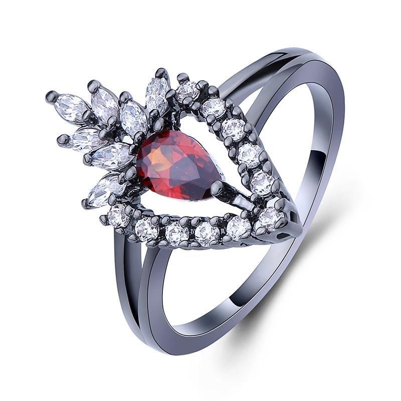 Trendy High Class Black Polished Styled Red CZ Ring For Women – Lifestyle – Buy Accessories Pakistan | Hanaya