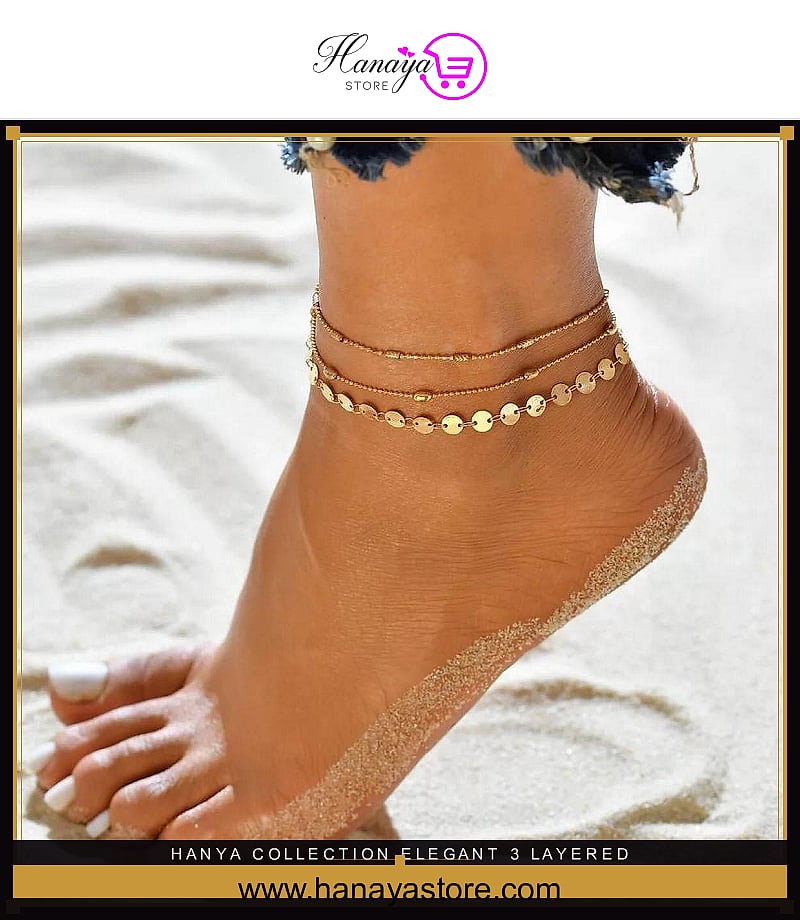 Hanya Collection Elegant 3 Layered Wedding Fashion anklet for girls stylish anklet for girls stylish korean fashion fashion jewellery shop jewelry fine jewelry anklet jewellery collection jewellery fashion jewelry fashion accessory fashion