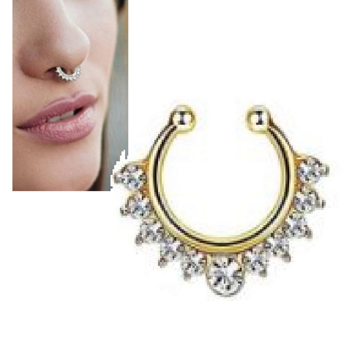 Adjustable Big Size Nose Septum Ring 1pc Fashion Body Jewelry – Nath Naak Ki Bali Nose Pin Body Jewelry Pakistan | Hanaya Store