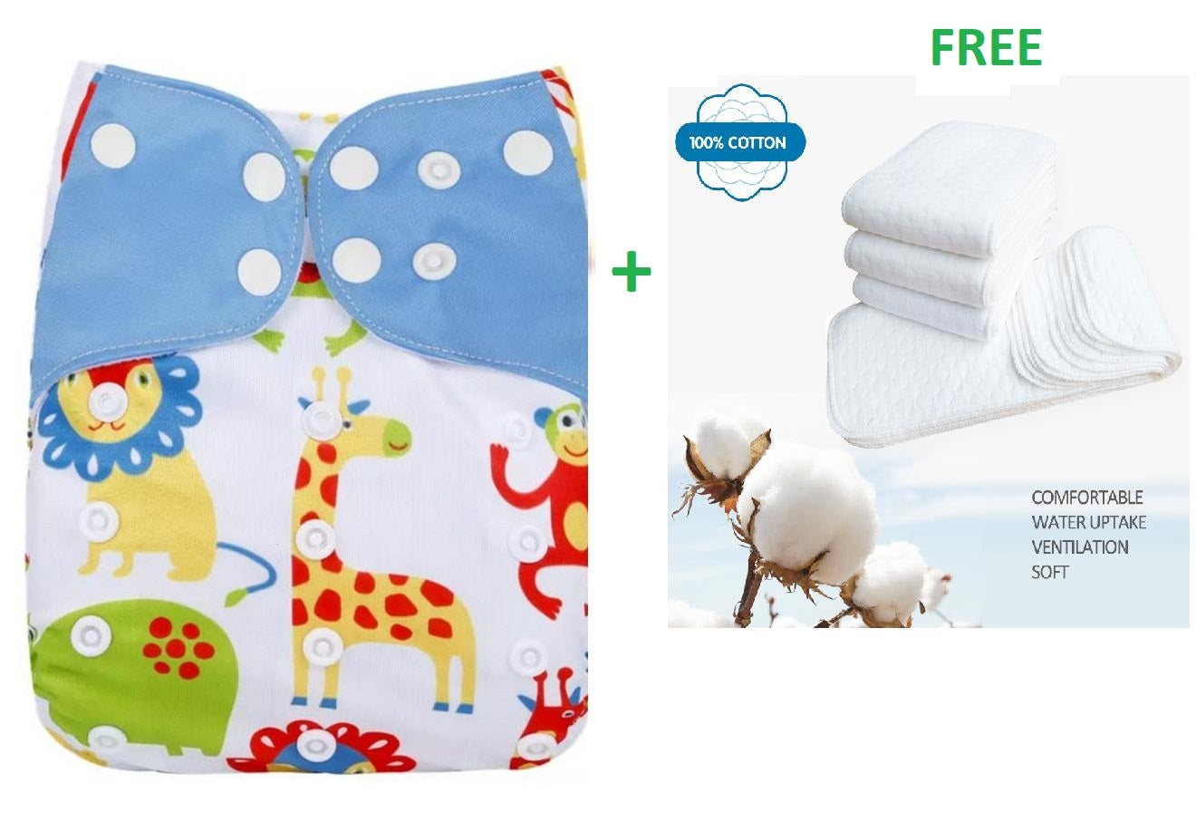 Baby Cloth Reusable Diaper Nappy Washable Adjustable  FREE 5 Changeable Pads – Accessories Online in Pakistan | Hanaya