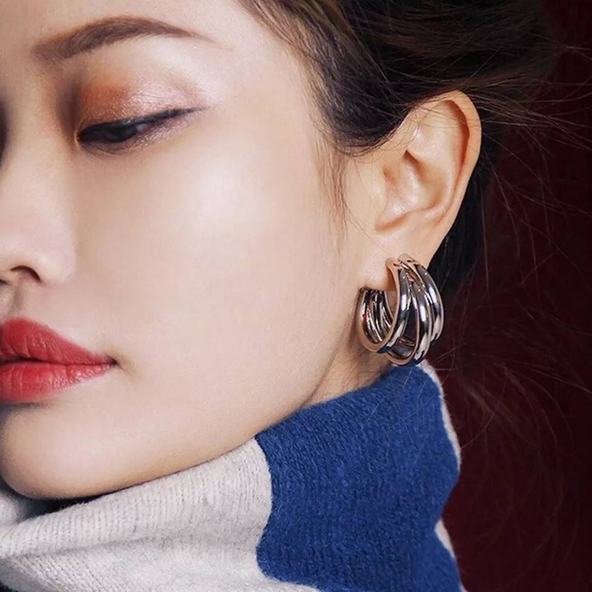 Classy Three Layered Round Trendy Fashionable Earring – Accessories Online in Pakistan | Hanaya