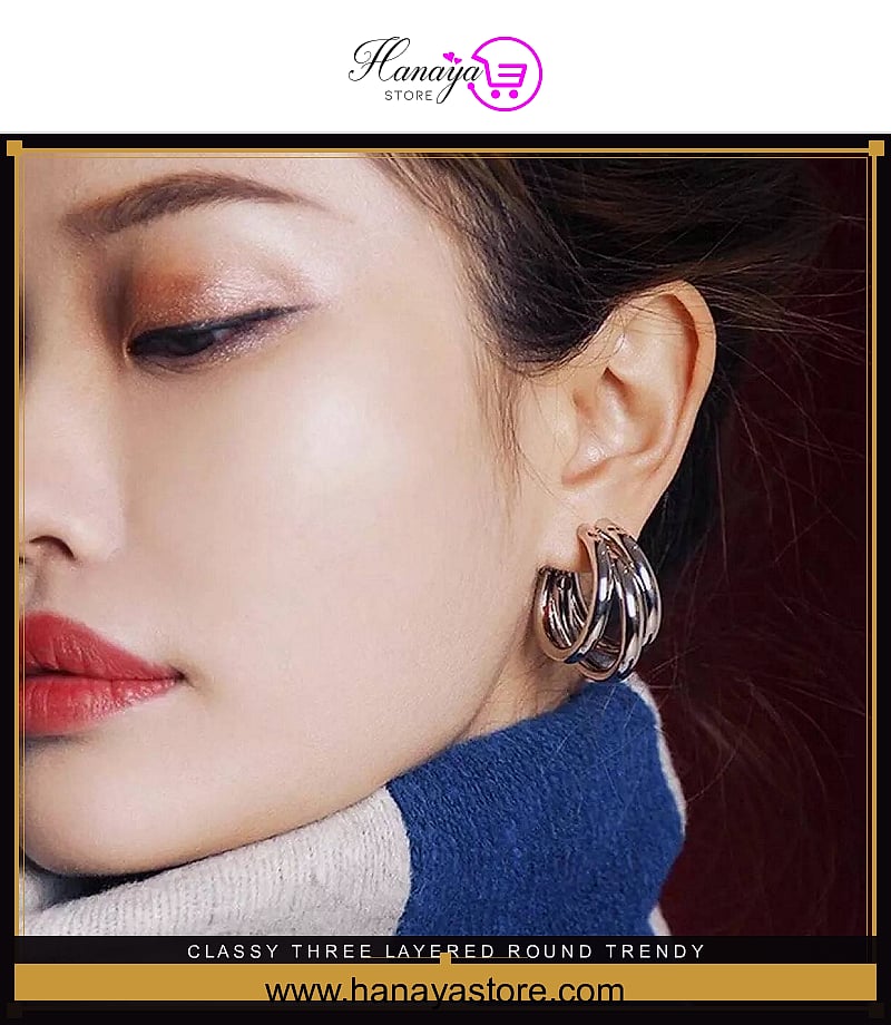 Classy Three Layered Round Trendy Fashionable Earring – Accessories Online in Pakistan | Hanaya