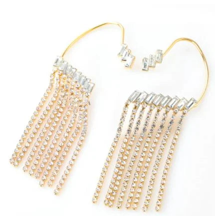 Korean Trendy Pair High Class Crystals CZ Elegant Ear Cuff Earring – Image 4 of 4