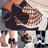 Black Breathable Bow knot Fishnet Socks Hollow out Mesh Nets Socks Ladies Girl's sock – View 4 – Accessories | Hanaya Paki...