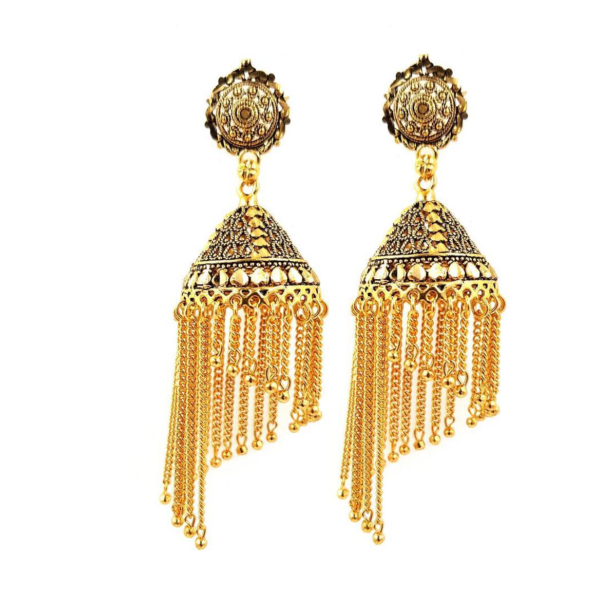 Trendy Antique Tassel Fully Chain Earring – Accessories Online in Pakistan | Hanaya