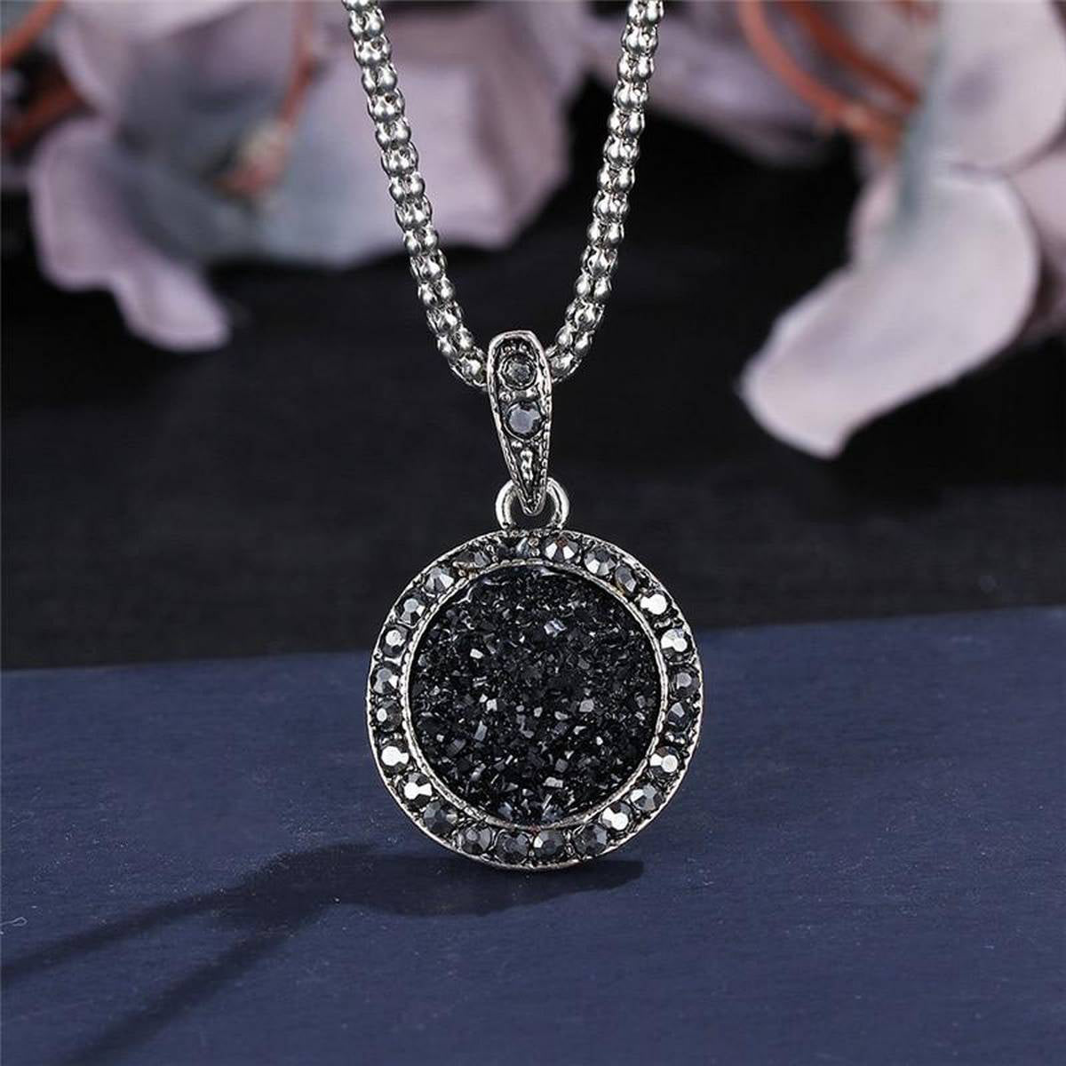 Turkish Rhinestone Necklace Pendant Bohemia Black Broken Stone – Accessories Online in Pakistan | Hanaya