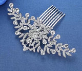 Trendy Classy Rhinestone Flower Leaf Bridal Hair Jewelry – Image 2 of 2