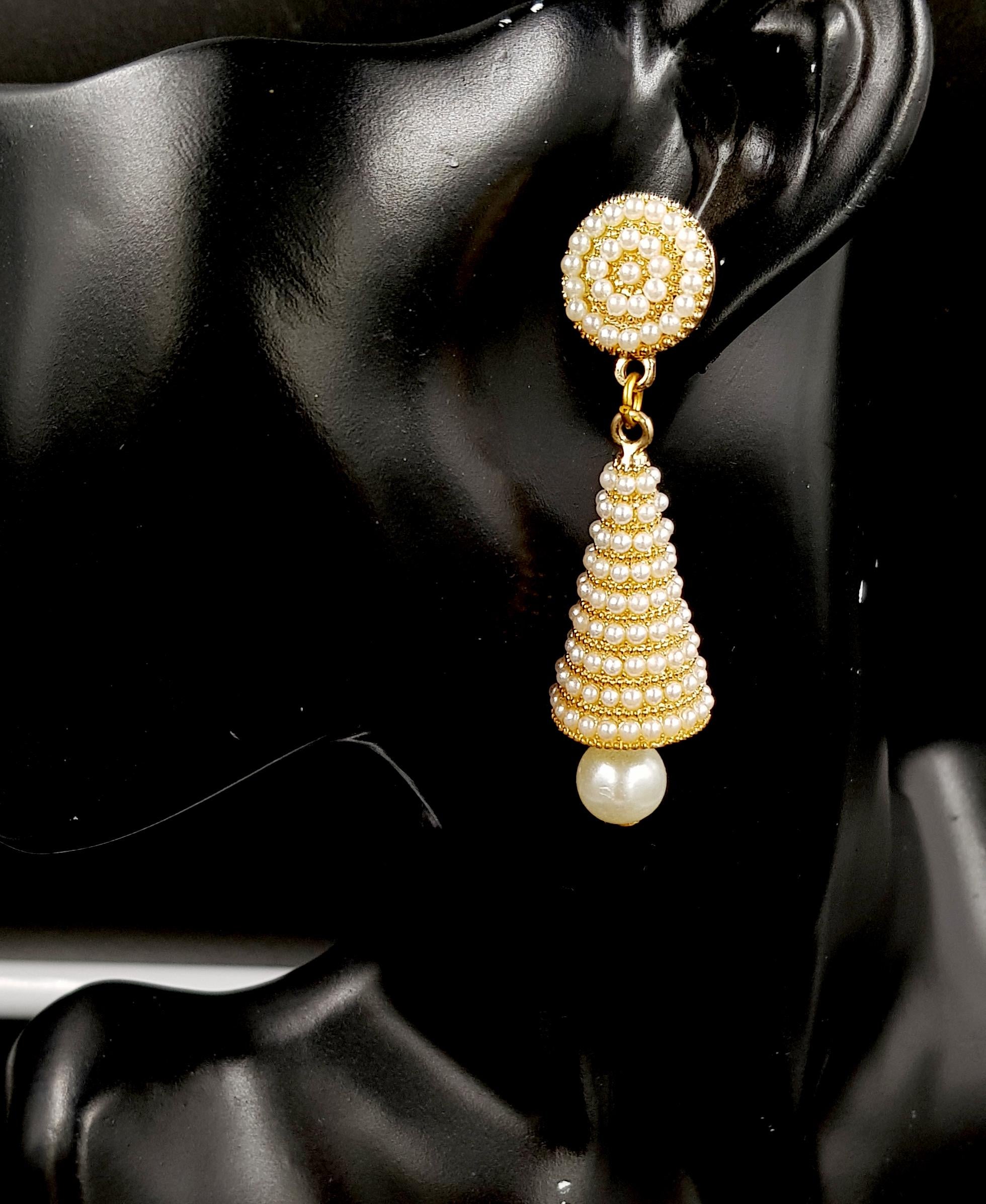 Elegant Royal Fully Pearl Cover Elegant Drop Earring – Earrings Online in Pakistan | Hanaya