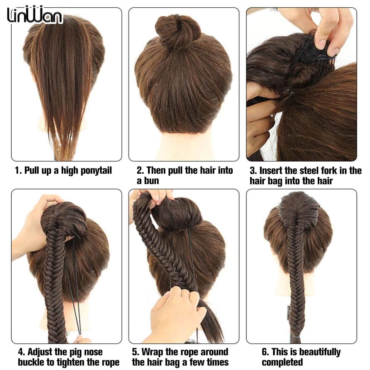 High Elastic Synthetic Bubble Twist Fishtail Braid Ponytail Wig for Women - Easy to Install & Versatile Styling
