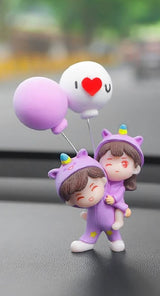 Cute Cartoon Couple Car Dashboard Ornament – Romantic Anime Action Figure | Kawaii Auto Interior Accessory | Gift for Coup...