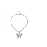 Trendy Thin Chain Classy Fully Crystal Butterfly Necklace For Girls – Image 2 of 2