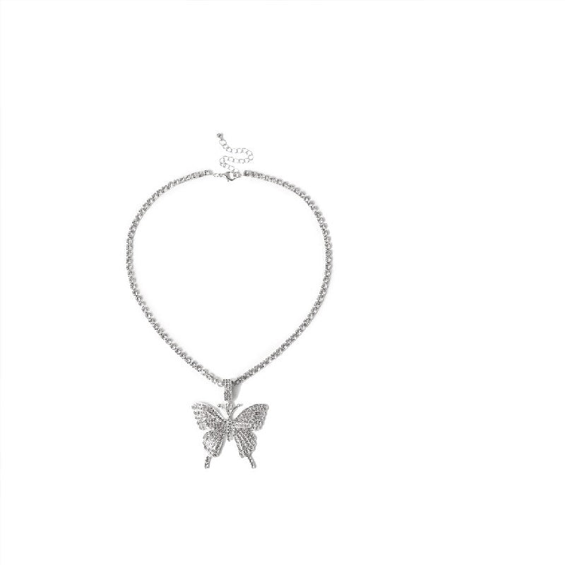 Trendy Thin Chain Classy Fully Crystal Butterfly Necklace For Girls – Image 2 of 2