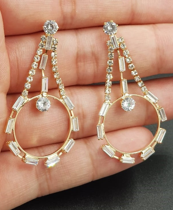 High Quality Cubic Zircon CZ Shinny Royal Party Wedding Classy Trendy Earring – Image 2 of 2