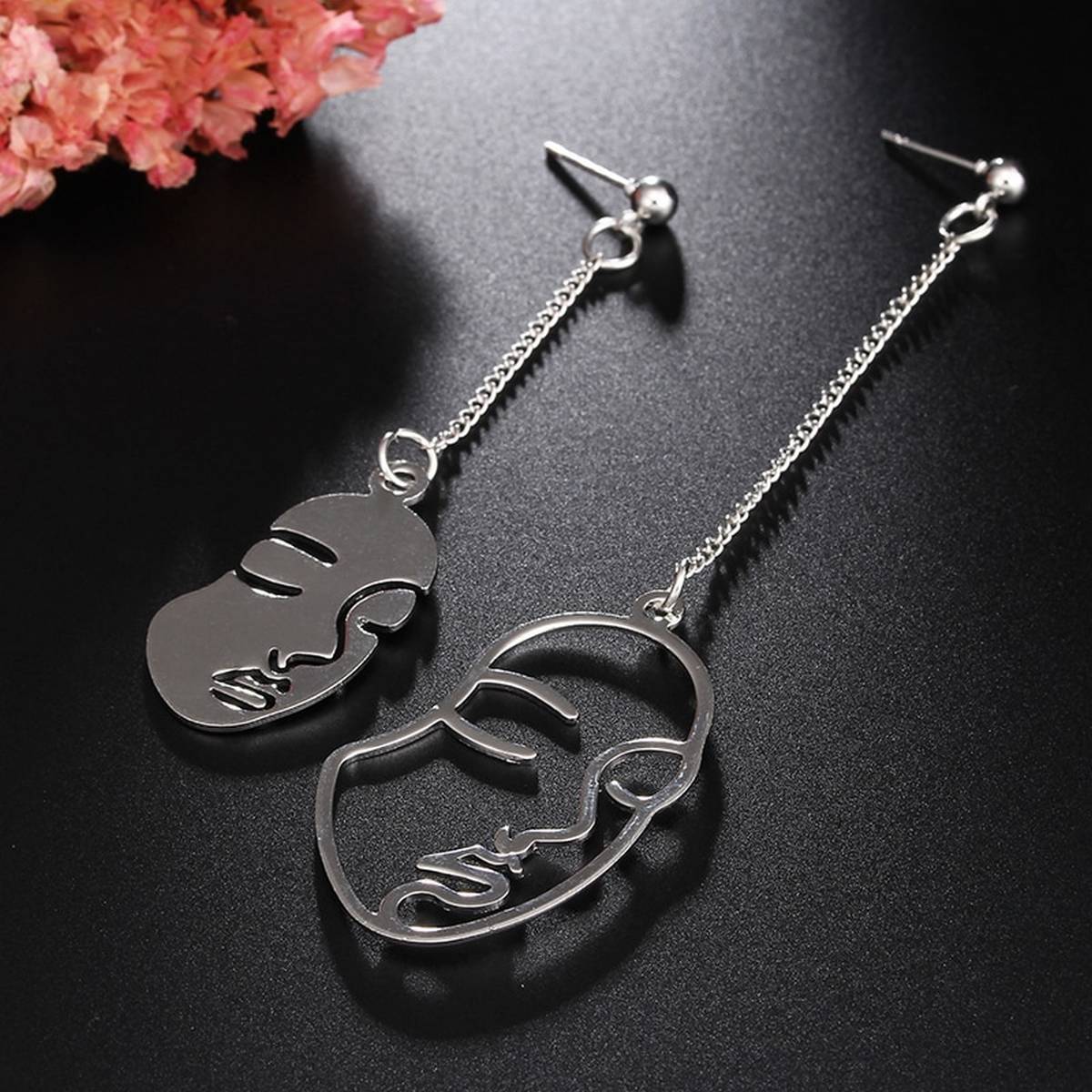 Classy Elegant Unique Fashionable Long Face Shaped Hanging Irregular Drop Earring