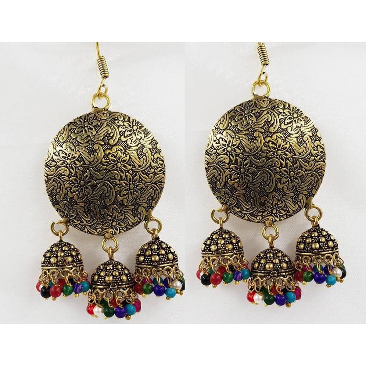 Trendy Classy Antique Vintage Handmade Circle meenakari Elegant Earring – Accessories Online in Pakistan | Hanaya