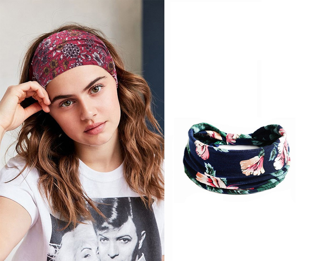 Bohemian Yoga Headband for Women – Wide Elastic Cotton Sports Hairband Non-Slip Workout Bandana Cashew Hair Accessory, Str...