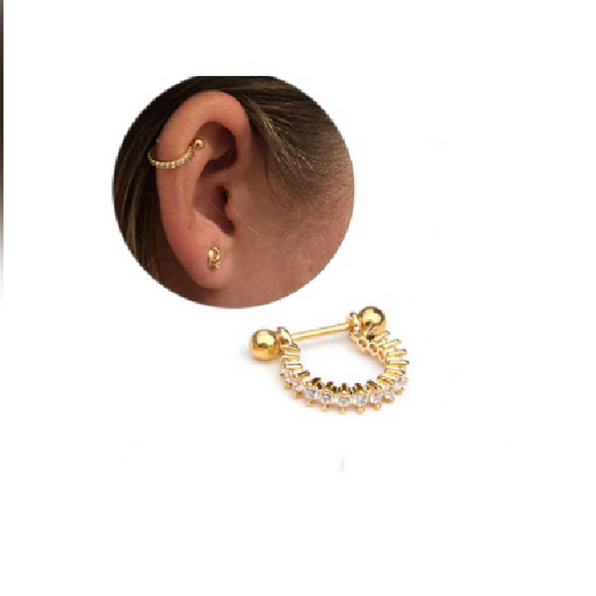1 Piece TRAGUS Cartilage 8mm Length Helix Stud ORBITAL HELIX Crystal ROOK LOBE SNUG Tragus Ear Piercing DAITH Plug Earring...