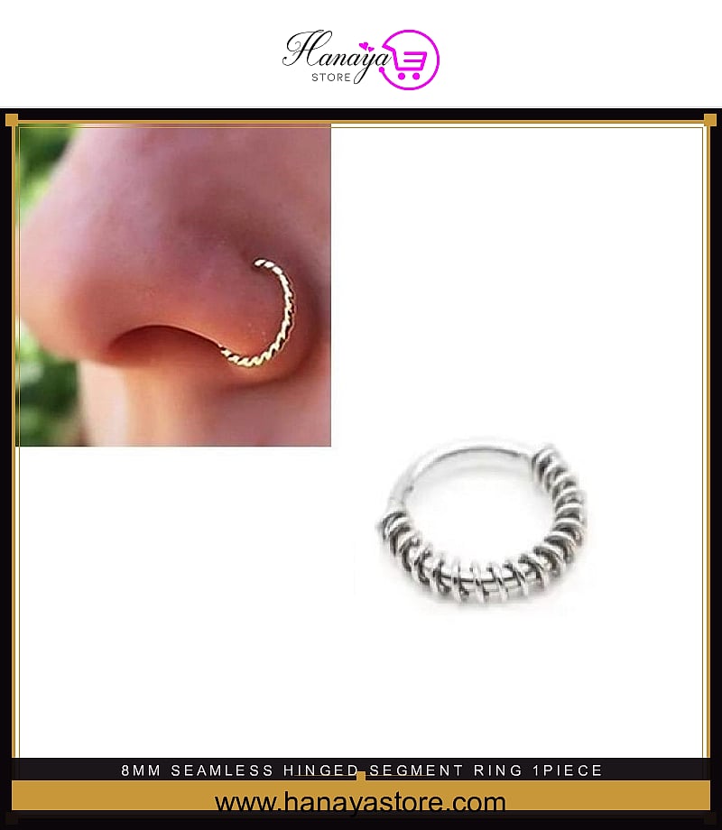 8mm Seamless Hinged Segment Ring  1Piece Long Helix Nose Piercing Jewelry – Nose Jewelry Online in Pakistan | Hanaya