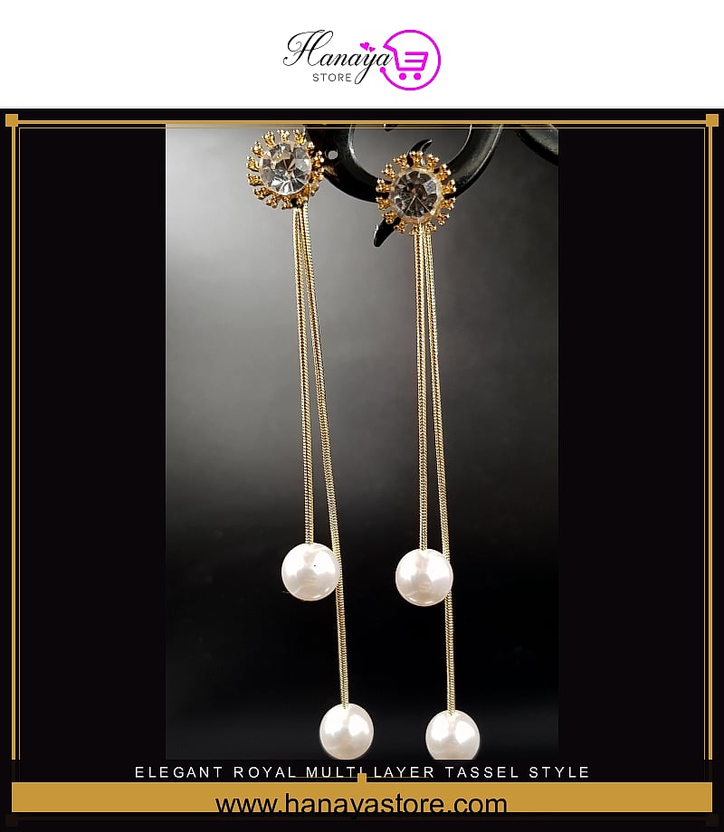 Elegant Royal Multi Layer Tassel Style Elegant Drop Earring – Accessories Online in Pakistan | Hanaya