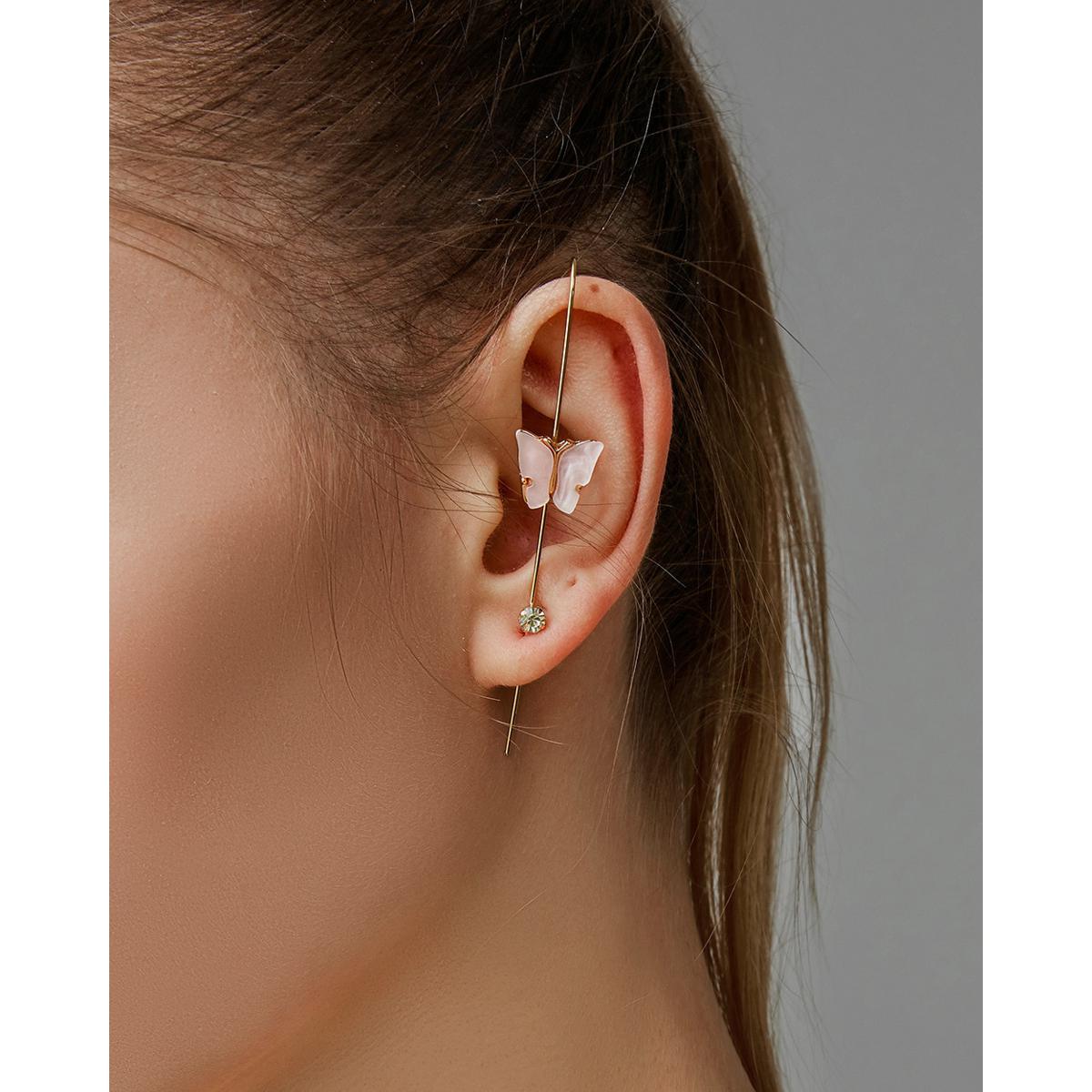Fashion Premium Ear Wrap Crystal Hook Classy Royal Party Trendy Earrings – Close Up – Earrings | Hanaya Pakistan
