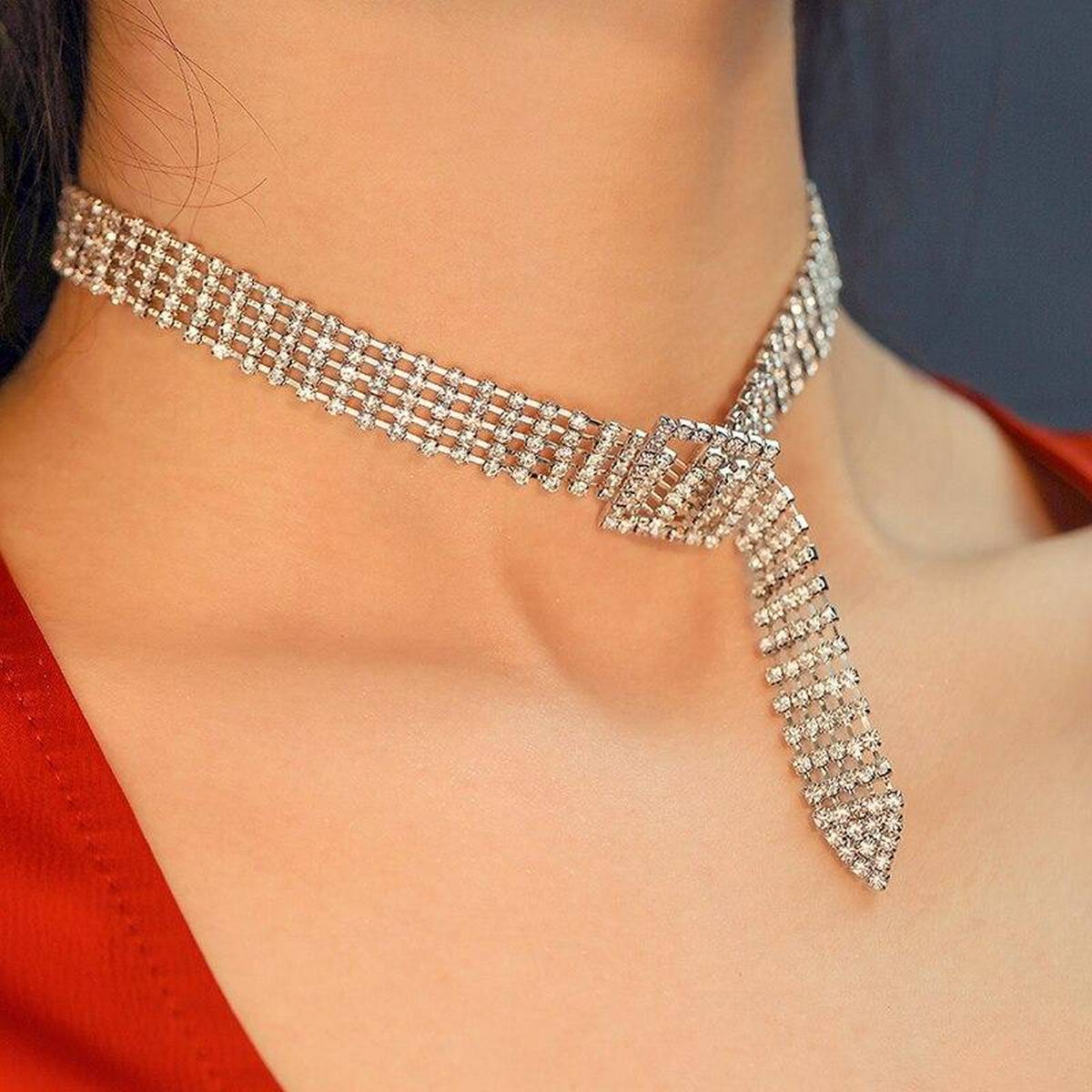 Trendy Fashionable Rhinestone Crystal Choker Necklace – Accessories Online in Pakistan | Hanaya