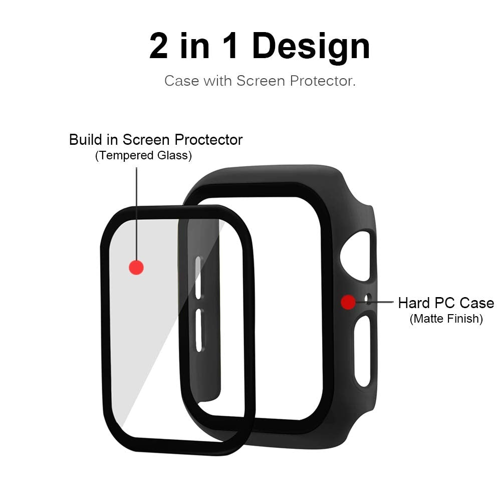 High Quality Tempered Glass Full Screen Bumper Case Compatible for APPLE Watch 44mm Series 4 5 – View 4 – Accessories | Ha...