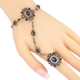 Trendy Royal Turkish Wedding Adjustable Bracelet Linked Classy Finger Ring