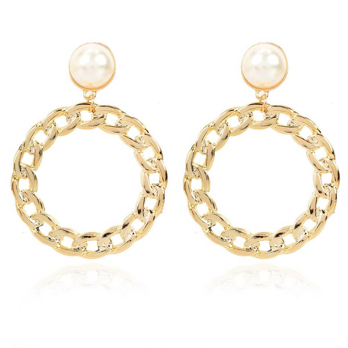 Classy Pearl & Chain Antique Elegant Stylish Earrings – Detail View – Earrings for Women Pakistan | Hanaya