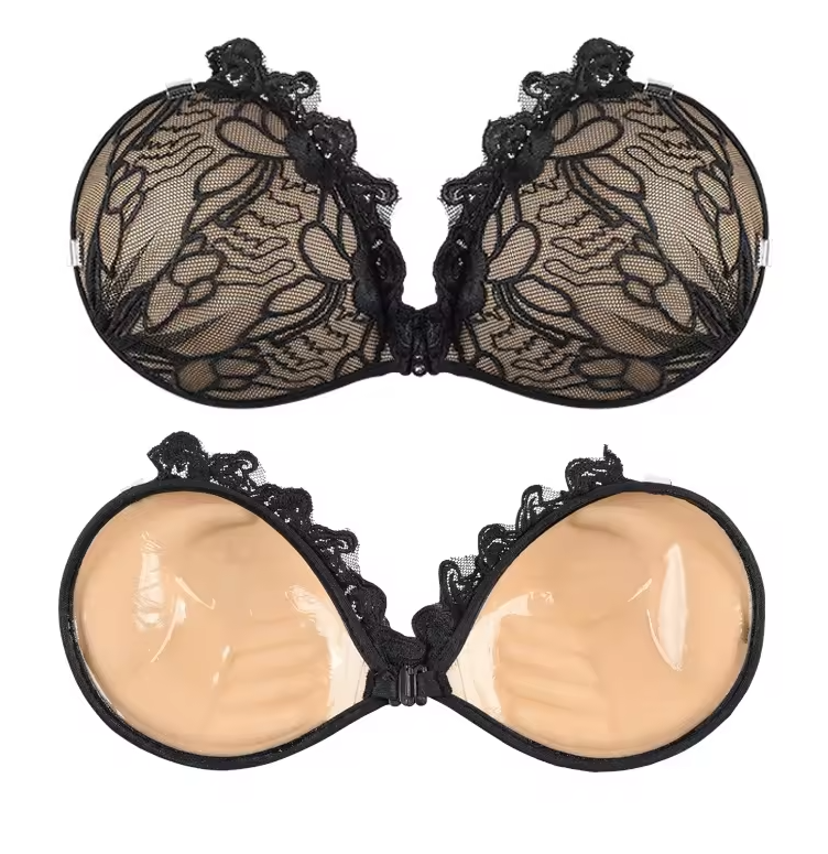 Invisible Bra with Brae Back Sticky Underwear Silicone Adhesive Backless Pushup Thicken Lingerie for Women