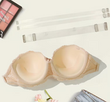 Padded Seamless Women's Small Size Half-Cup Transparent Frosted Shoulder Strap Breathable And Comfortable Lingerie