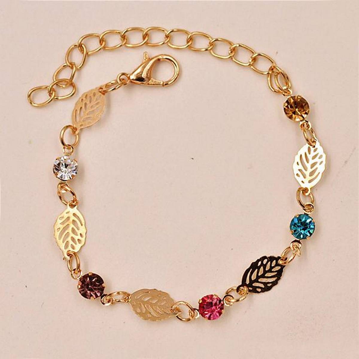 Golden Leaf Chain Love Colorful Crystal anklet for girls stylish anklet for girls stylish korean fashion fashion jewellery...