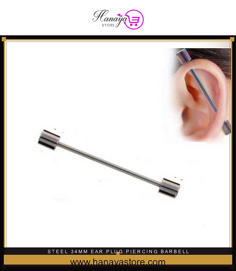 Steel 34mm Ear Plug Piercing Barbell Industrial Cartilage Ear Jewelry – Accessories Online in Pakistan | Hanaya