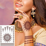 Red Lace Henna Mehndi Tattoo Stickers Maroon Waterproof Mehndi Designs Bridal Wedding Function Party Mehndi (PAIR) – Henna Stickers Bridal Mehndi Body Art Pakistan | Hanaya Store
