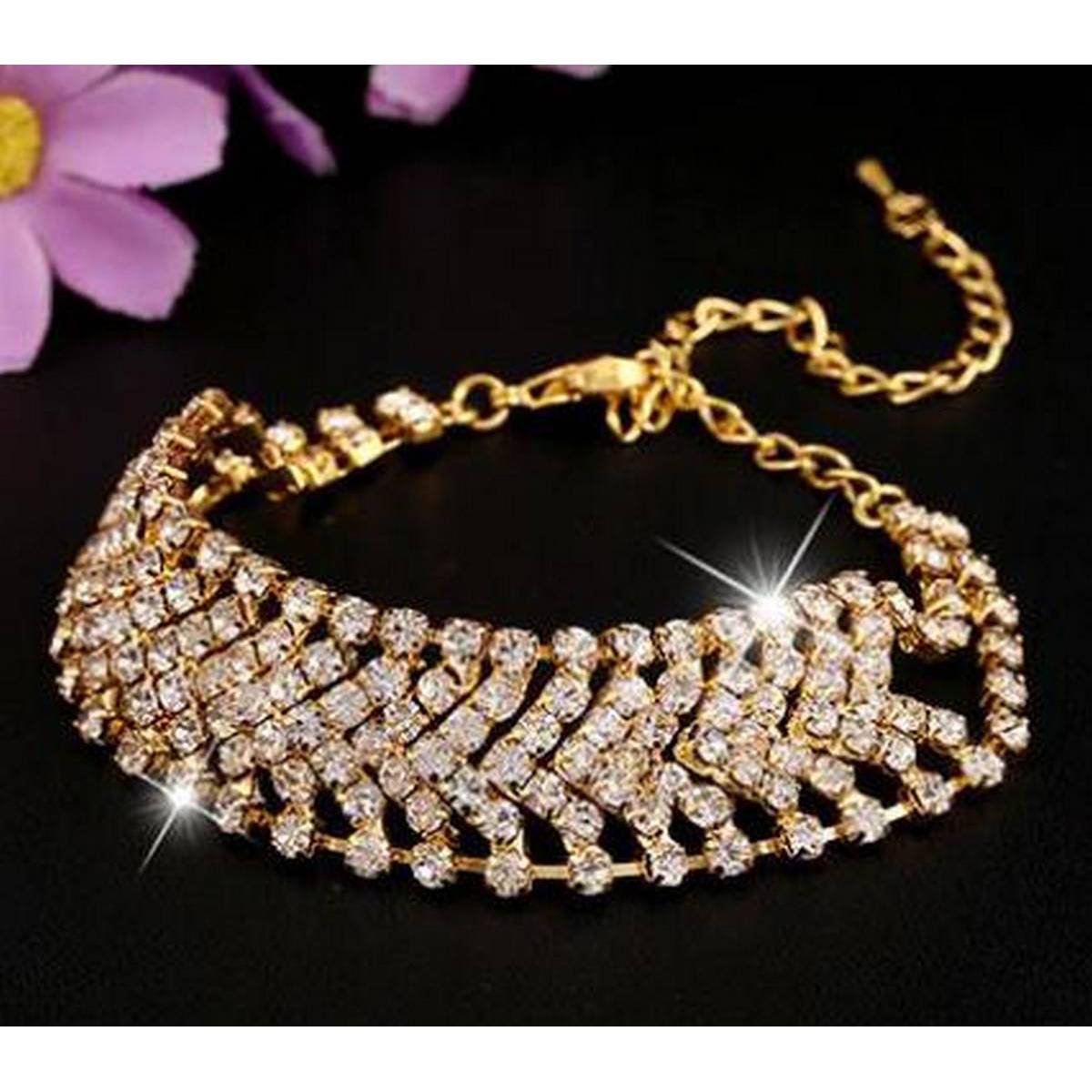 Women Multilayer Anklet Big Zircon Rhinestone Alloy Party Cuff – anklet Online in Pakistan | Hanaya