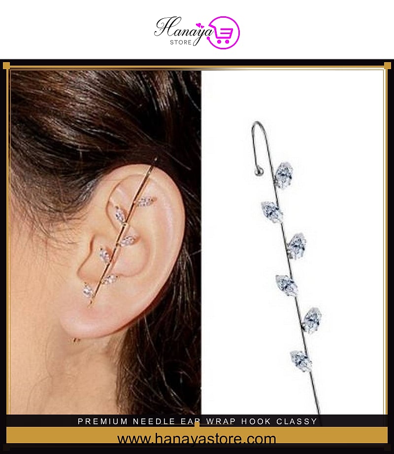 Premium Needle Ear Wrap Hook Classy Royal Party Fashion Statement Earrings – Earrings Online in Pakistan | Hanaya